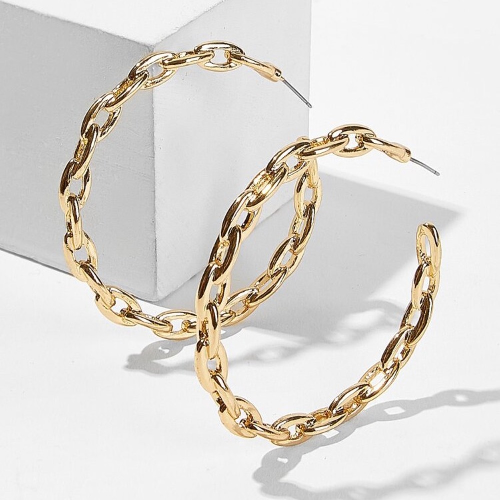 GOLD CHAIN HOOP EARRINGS ✨